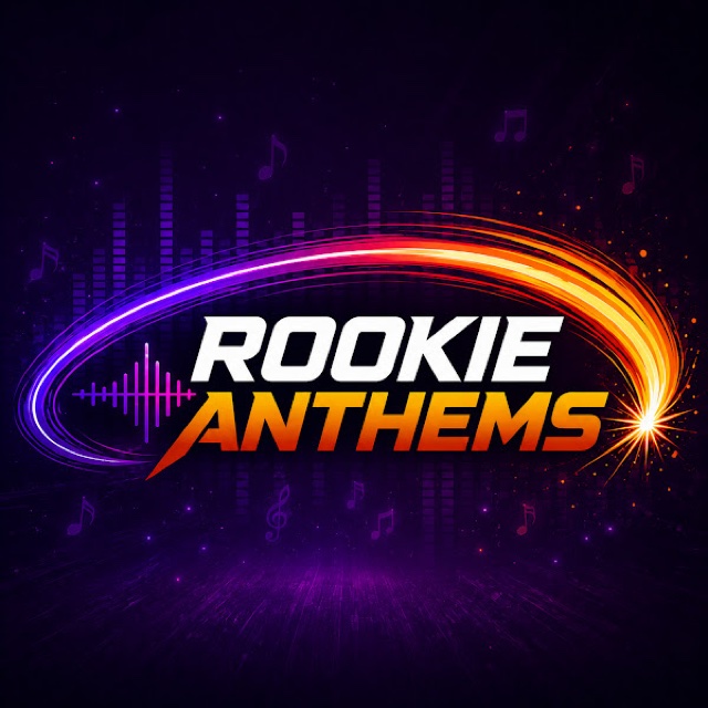 Rookie Anthems logo on a purple stage-light background